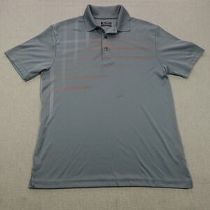 Ben Hogan Polo Shirt Mens Medium Gray Performance Golf Striped Short Sleeve